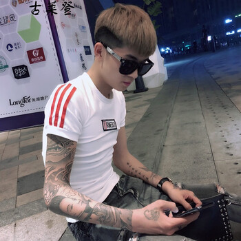 古萊登（GODLIKE） 短袖 男士T恤 白色紅三杠短袖 