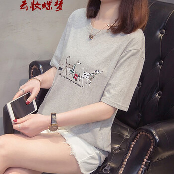 云妝蝶夢 繡花，3D 短袖 T恤 女 圓領(lǐng)