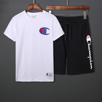 曬眾 短袖 男士T恤 3791-白色+黑色（套裝）冠軍 