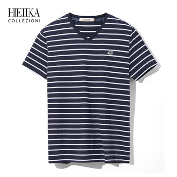 海一家（Hieiika） 短袖 男士T恤 藏青條紋N1 