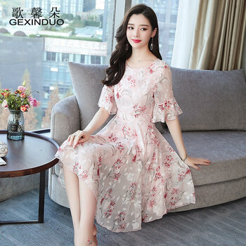 歌馨朵（GEXINDUO） 創(chuàng)意趣味，碎花 不規(guī)則，印花 連衣裙