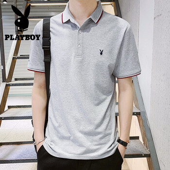 花花公子（PLAYBOY） 短袖 男士T恤 Z19062灰色 