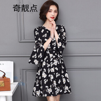 奇靚點(diǎn) 碎花 印花 連衣裙