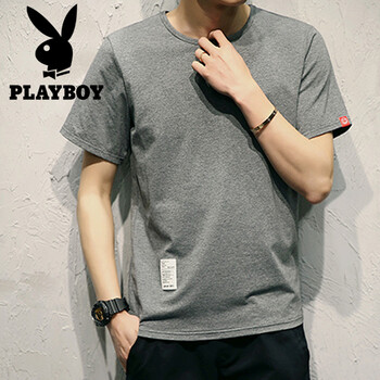 花花公子（PLAYBOY ESTABLISHED 1953） 短袖 男士T恤 深灰色 MT01 