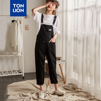 唐獅（TonLion） 高腰 背帶褲 女 長褲 休閑褲
