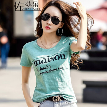 佐莎朵（ZUOSHADUO） 拼接，貼布 短袖 T恤 女 圓領(lǐng)