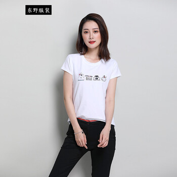 華倫哥弟萊思（Knzogirdeard） 釘珠，鑲鉆 短袖 T恤 女 圓領(lǐng)