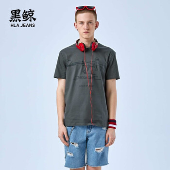 黑鯨（HLAJEANS） 短袖 男士T恤 中灰KS 