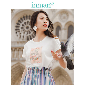 茵曼（INMAN） 印花 短袖 T恤 女 圓領(lǐng)