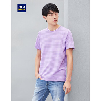 海瀾之家（HLA） 短袖 男士T恤 淺紫條紋(T3) 
