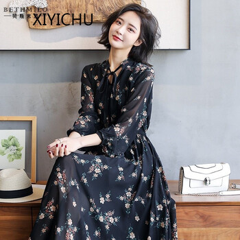 汐衣櫥（XIYICHU）  拼接，綁帶，印花，蝴蝶結 連衣裙