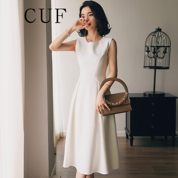 CUF 純色 拼接，抽褶，拉鏈 連衣裙