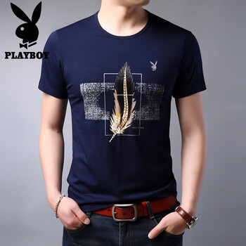 花花公子（PLAYBOY） 短袖 男士T恤 HH1015上青 