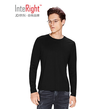 INTERIGHT 長(zhǎng)袖 男士T恤 黑色 XL，L，M