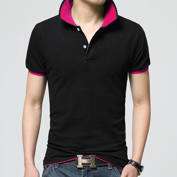 享利運（XIANGLIYUN） 短袖 男士T恤 黑色(梅紅領(lǐng)） 