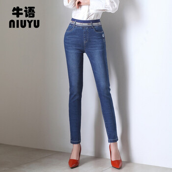 牛語（NIUYU） 高腰 鉛筆褲/小腳褲 女 長褲 牛仔褲