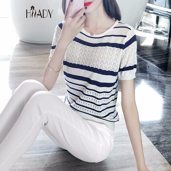 嗨蕾迪（HILADY） 鏤空 短袖 T恤 女 圓領(lǐng)