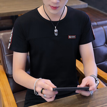 芊旻 短袖 男士T恤 808黑色 