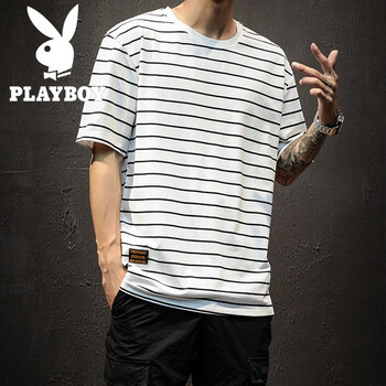 花花公子（PLAYBOY） 短袖 男士T恤 白色T122 