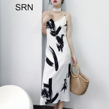 SRN 純色 深V款，撞色，露背，綁帶，印花 連衣裙