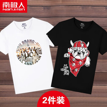 南極人（Nanjiren） 五分袖 男士T恤 白色/時尚紐約 黑色/斗牛狗 