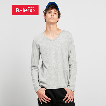 班尼路（Baleno） 長(cháng)袖 男士T恤 20E 花灰 V領(lǐng) 