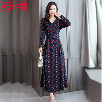 吉禾伊嘉（jiheyijia） 碎花 露臍/腰，印花 連衣裙