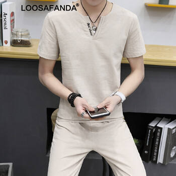 LOOSAFANDA 短袖 男士T恤 A067-M04卡其色 