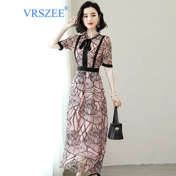 VRSZEE 大花 綁帶，印花，木耳邊 連衣裙