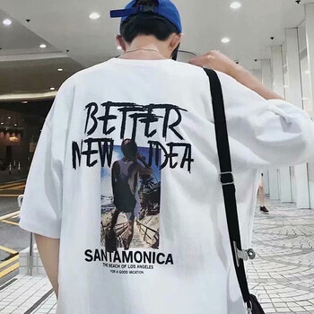 其他品牌 七分袖 男士T恤 背包白色T 