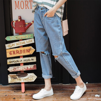 高腰破洞哈倫褲，微胖妹子的福音