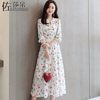 佐莎朵（ZUOSHADUO） 植物花卉 拼接 連衣裙