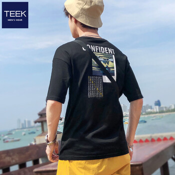TEEK 五分袖 男士T恤 黑色 