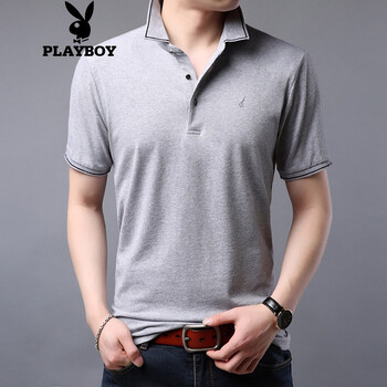 花花公子（PLAYBOY） 短袖 男士T恤 79396灰色 