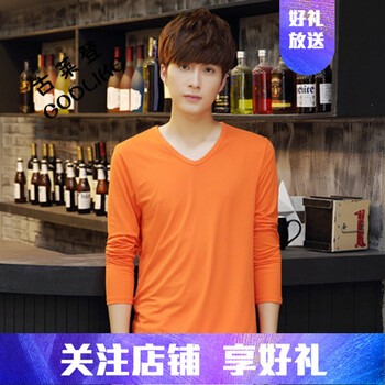 古萊登（GODLIKE） 長(zhǎng)袖 男士T恤 桔色V領(lǐng)長(zhǎng)袖 S，XL，L，XXL，XXXL，M
