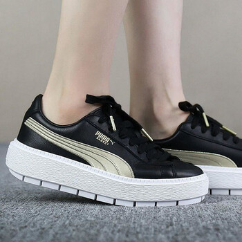 PUMA板鞋36772801黑色+鐵金色 37.5，36，38.5，37，38，39，35.5