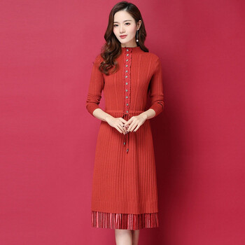 復古翻領(lǐng)長(cháng)袖裙，打造優(yōu)雅女神