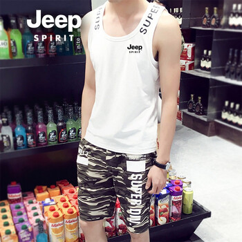 JEEP 無(wú)袖 男士T恤 白 
