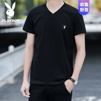 花花公子（PLAYBOY） 短袖 男士T恤 1233黑色 