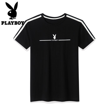花花公子（PLAYBOY） 短袖 男士T恤 黑色(125) 