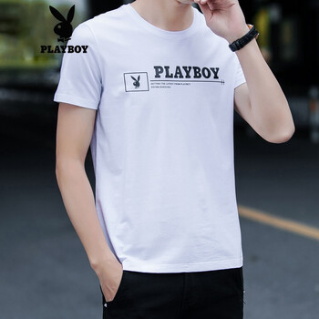 花花公子（PLAYBOY） 短袖 男士T恤 36091白色 