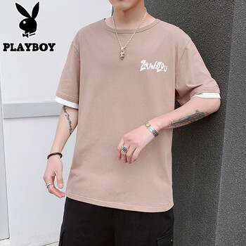 花花公子（PLAYBOY） 短袖 男士T恤 DS389卡其色 
