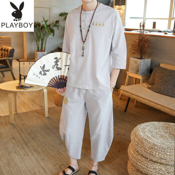 花花公子（PLAYBOY） 短袖 男士T恤 A721灰色 