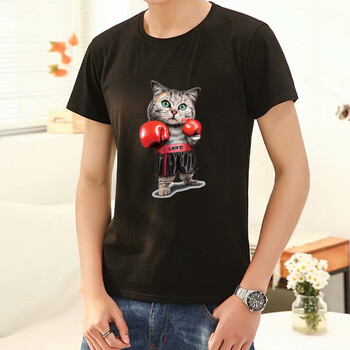 木脈 短袖 男士T恤 黑/拳擊貓-2 