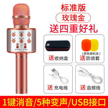 哦優(yōu)  手持 麥克風 玫瑰金+防噴麥+收納盒