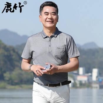 鹿竹 短袖 男士T恤 P1988中灰 