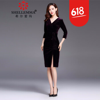 中袖絲絨連衣裙,元素,樣式,趨勢,新款,流行