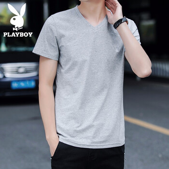 花花公子（PLAYBOY） 短袖 男士T恤 灰色1233 