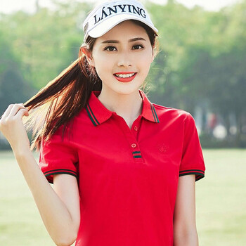 鎏鑫依 拼接 短袖 T恤 女 POLO領(lǐng)