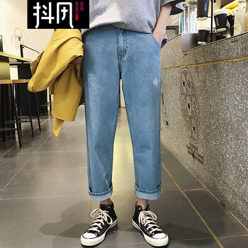 抖風(fēng) 直筒褲 港風(fēng) 男士牛仔褲